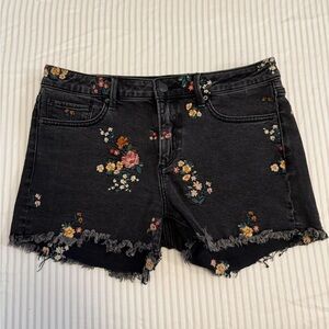 Driftwood Floral Embroidered Denim Shorts